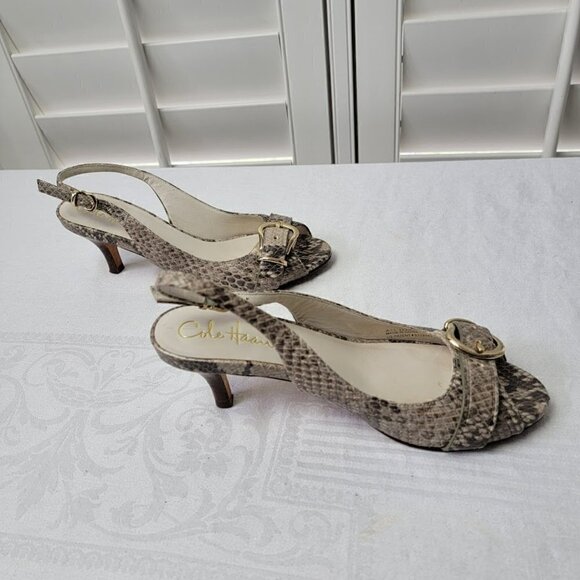 Cole Haan Nike Air Open Toe Animal Print Buckle Detail Slingback Pumps 8.5 Chic - Picture 7 of 10